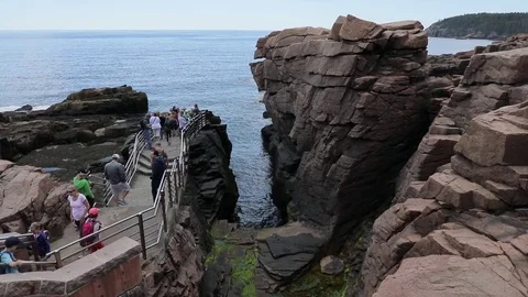 Thunder Hole - Acadia National Park Stock Footage