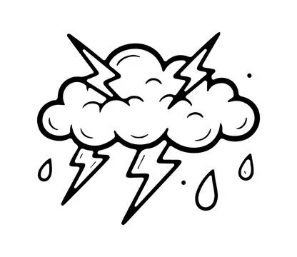 Thunder icon doodle hand drawn. Outline line drawing clipart symbol. Vector.. Stock Illustration