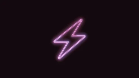 Thunder Icon Neon Seamless Loop with Black Background 4K Stock Footage 311303625