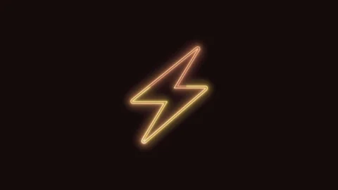 Thunder Icon Neon Seamless Loop with Black Background 4K Stock Footage 311432734
