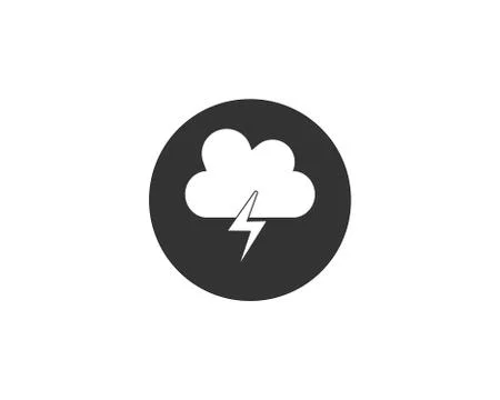 Thunder Icon. Rounded Flat icon isolated on the black background Stock Illustration