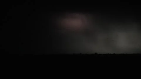 Thunder lighting strike light up sky open field time-lapse bad weather Stock Footage 287354867
