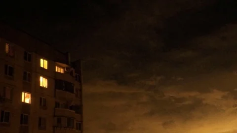 Thunder, Lightning And Clouds In Night Sky Timelapse Stock Footage 81605028