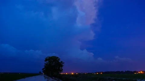 Thunder, Lightning And Storm Cloud During Dusk, Timelapse Video stock 47501973