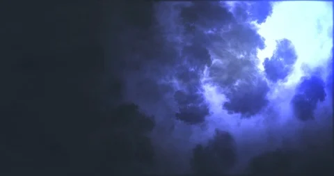 Thunder &amp; Lightning - Blue &amp; Green Stock Footage 92500572