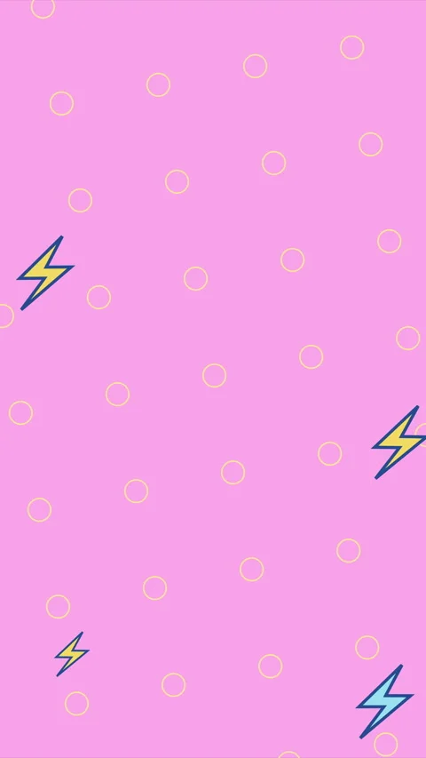 Thunder lightning bolts and circles on pink cartoon looped abstract background Stock Footage 248524365
