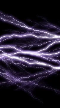 Thunder lightning bolts isolated on black background, abstract electric concept Stock Illustration