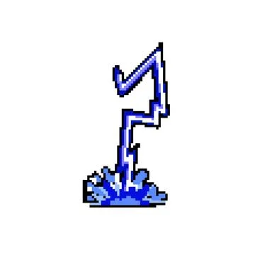 Thunder lightning effect pixel art vector illustration Stock Illustration