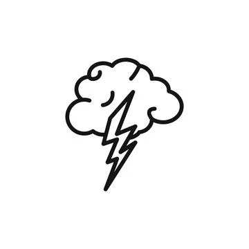 Thunder lightning icon outline collection in black and on white background 스톡 일러스트