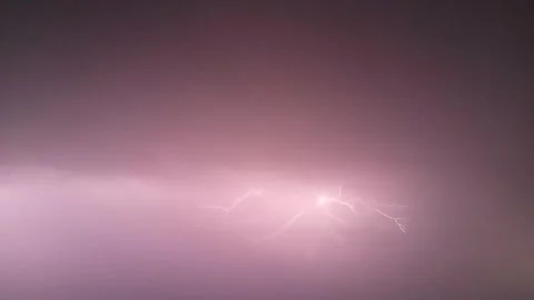 Thunder lightning storm and heavy rain in night in monsoon Video stock 311679969