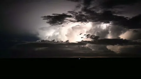 Thunder lightning storm in monsoon dark clouds Stock-Footage 196856779