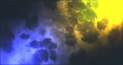 Thunder &amp; Lightning - Yellow &amp; Blue Stock Footage 92500625