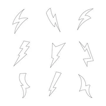 Thunder line icon collection. dotted line style. isolated illustration Stock Illustration