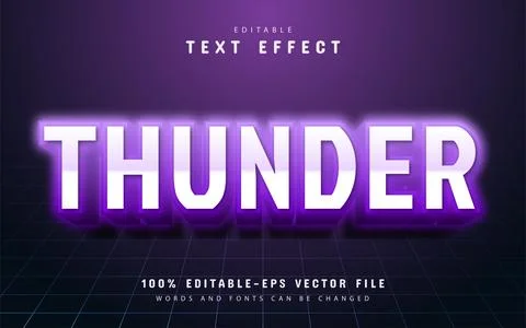 Thunder neon 3d text effect editable Stock Illustration