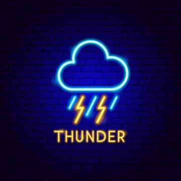 Thunder Neon Label Stock Illustration