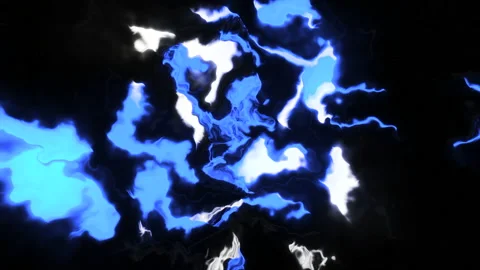 Thunder pulses in colored electrical lines. Motion. Abstract cloud of electric Stock Footage 225520650