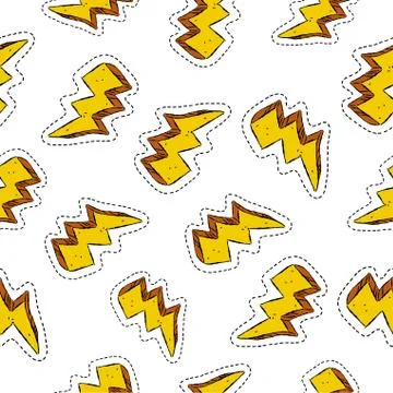 Thunder ray retro patch icon seamless pattern Stock Illustration