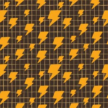 Thunder seamless pattern on stripes background. illustration Stock Illustration