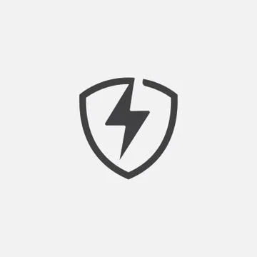Thunder shield icon vector, electricity and shield icon Stock Illustration