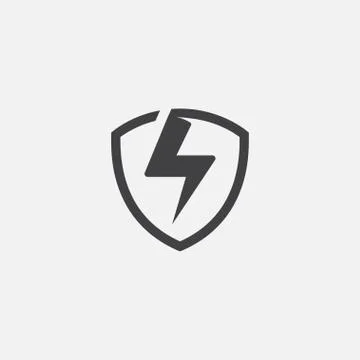 Thunder shield icon vector, electricity and shield icon Stock Illustration