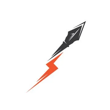 Thunder spear icon vector illustration concept design template Stock Illustration