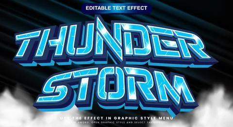 Thunder Storm 3D editable text effect template Stock Illustration