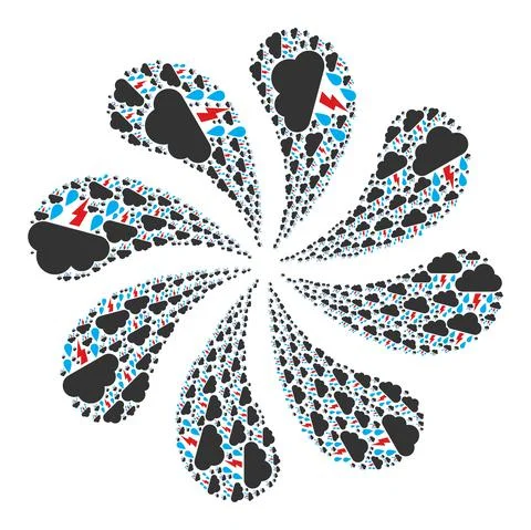 Thunder Storm Cloud Icon Swirl Spin 스톡 일러스트