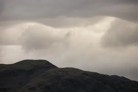 Thunder storm clouds over the Lake District mountains, Cumbria, UK Stock Photos