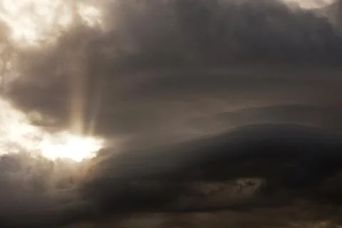 Thunder storm clouds over the Lake District mountains, Cumbria, UK Stock Photos