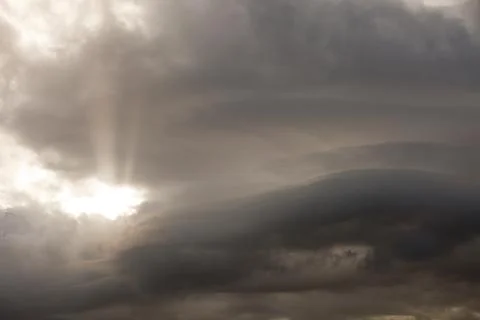 Thunder storm clouds over the Lake District mountains, Cumbria, UK Фото