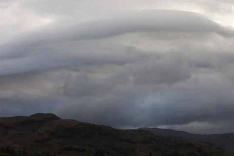 Thunder storm clouds over the Lake District mountains, Cumbria, UK Stock Photos