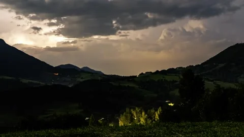 Thunder Storm is coming in summer night Time lapse Stock Footage 292931500
