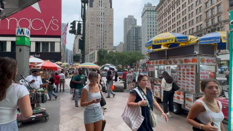 Thunder storm hits in Herald Square on late afternoon in New York City. Video stock 314239267