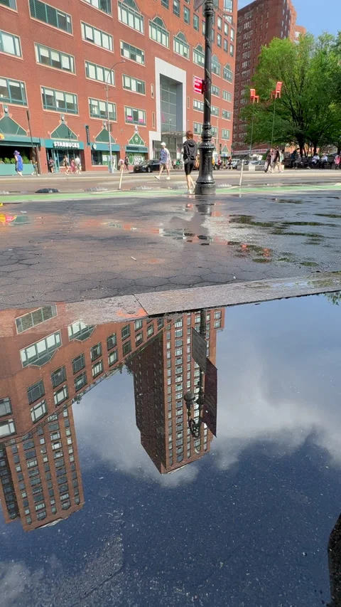 Thunder storm hits in Union Square on late afternoon in New York City. Stock Footage 313909224