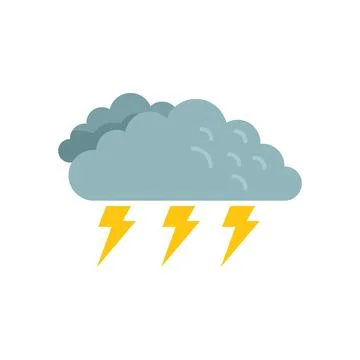 Thunder storm icon flat vector. Cloudy weather Illustrazione stock