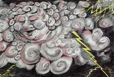 Thunder storm Jove Stock Illustration