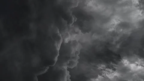 Thunder Storm Rolling In dark clouds  At Night Stock Footage 247430432