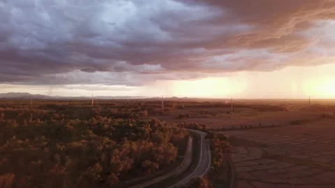 Thunder storm sky Rain clouds Stock Footage 132474454