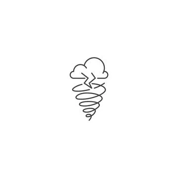 Thunder storm with tornado. Vector icon template Stock Illustration