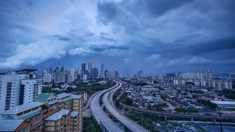 Thunder TL over Cityscape of Kuala Lumpur Stock Footage 90371954