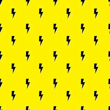 Thunder vector seamless pattern. Yellow with electric lightning bolts. Stock Illustration