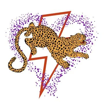 Thunderbolt and leopard Stock Illustration