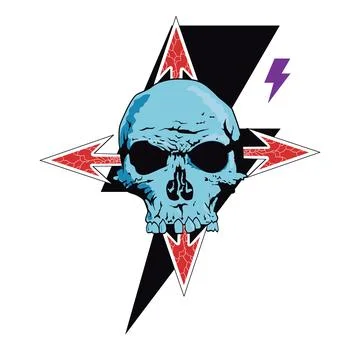 Thunderbolt and skull Stock Illustration