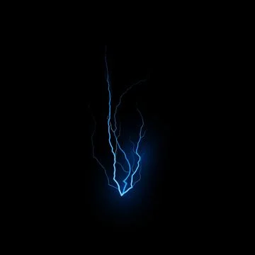 Thunderbolt blue lightning effect with glowing and shining vector on black Stock Illustration