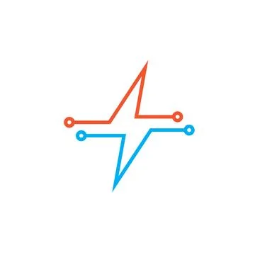 Thunderbolt circuit tech icon vector concept design template イラスト素材