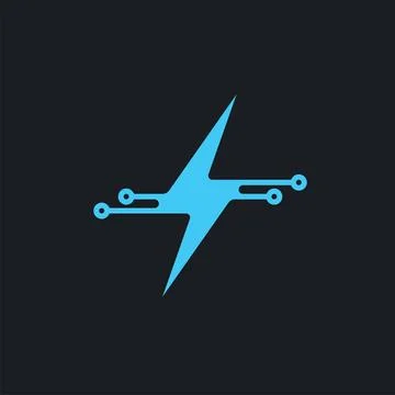 Thunderbolt circuit tech icon vector concept design template イラスト素材