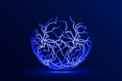 Thunderbolt electricity lightning effect. Round electric shock. Power ring 스톡 일러스트