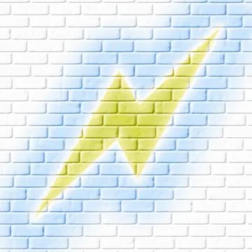 Thunderbolt graffiti on wall brick Stock Illustration