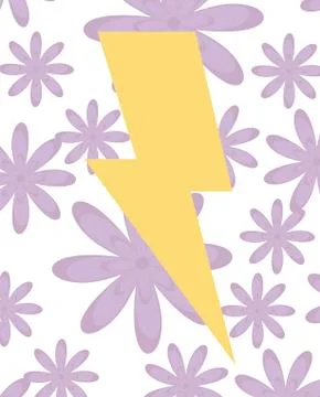 Thunderbolt icon with pattern of flowers Stockillustratie