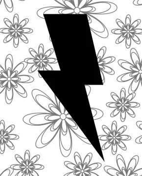 Thunderbolt icon with pattern of flowers Stock Illustration